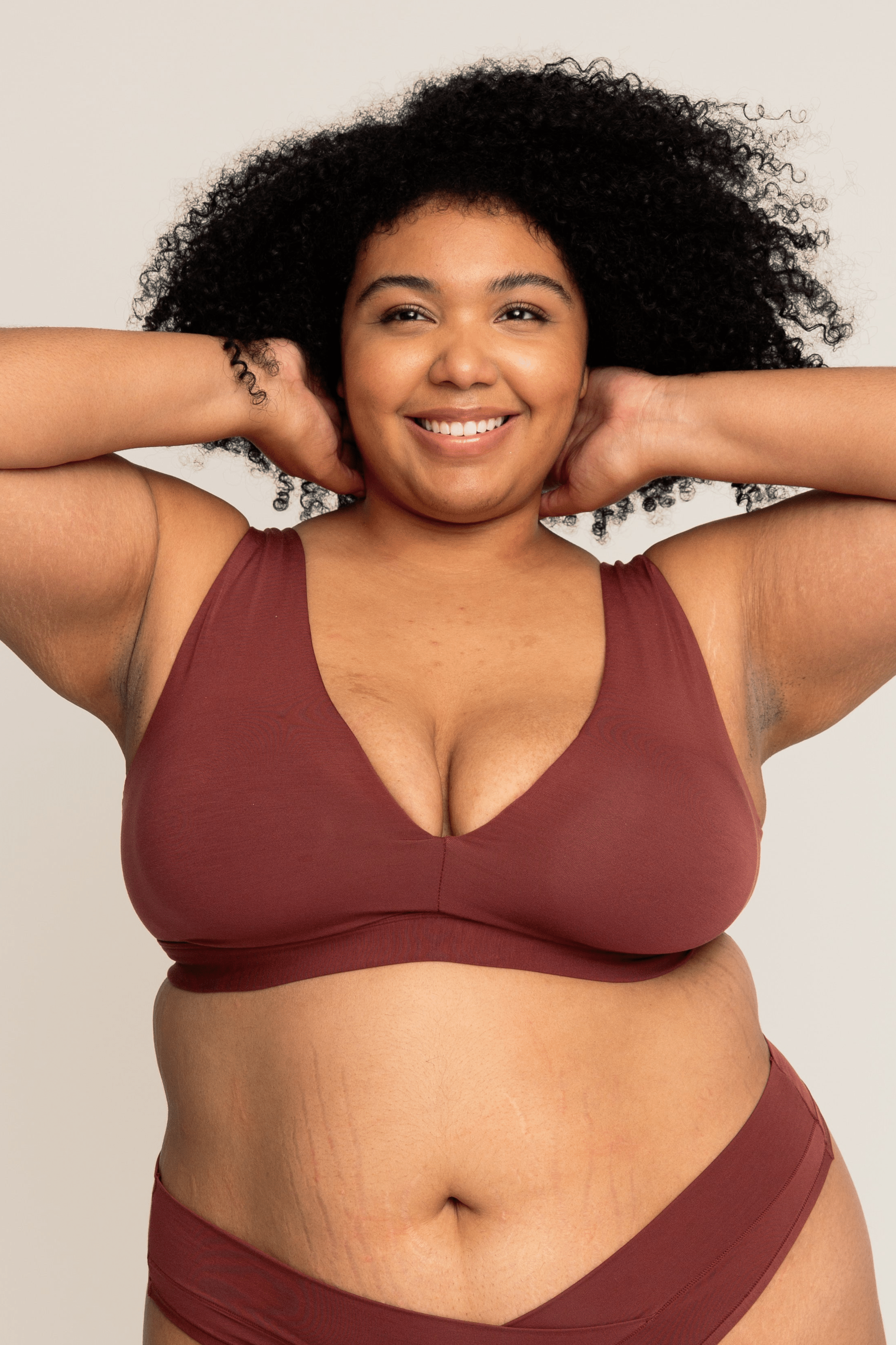 Comfortable Supportive Wire-free Plunge Bra | Mahogany bras, intimate apparel iteration