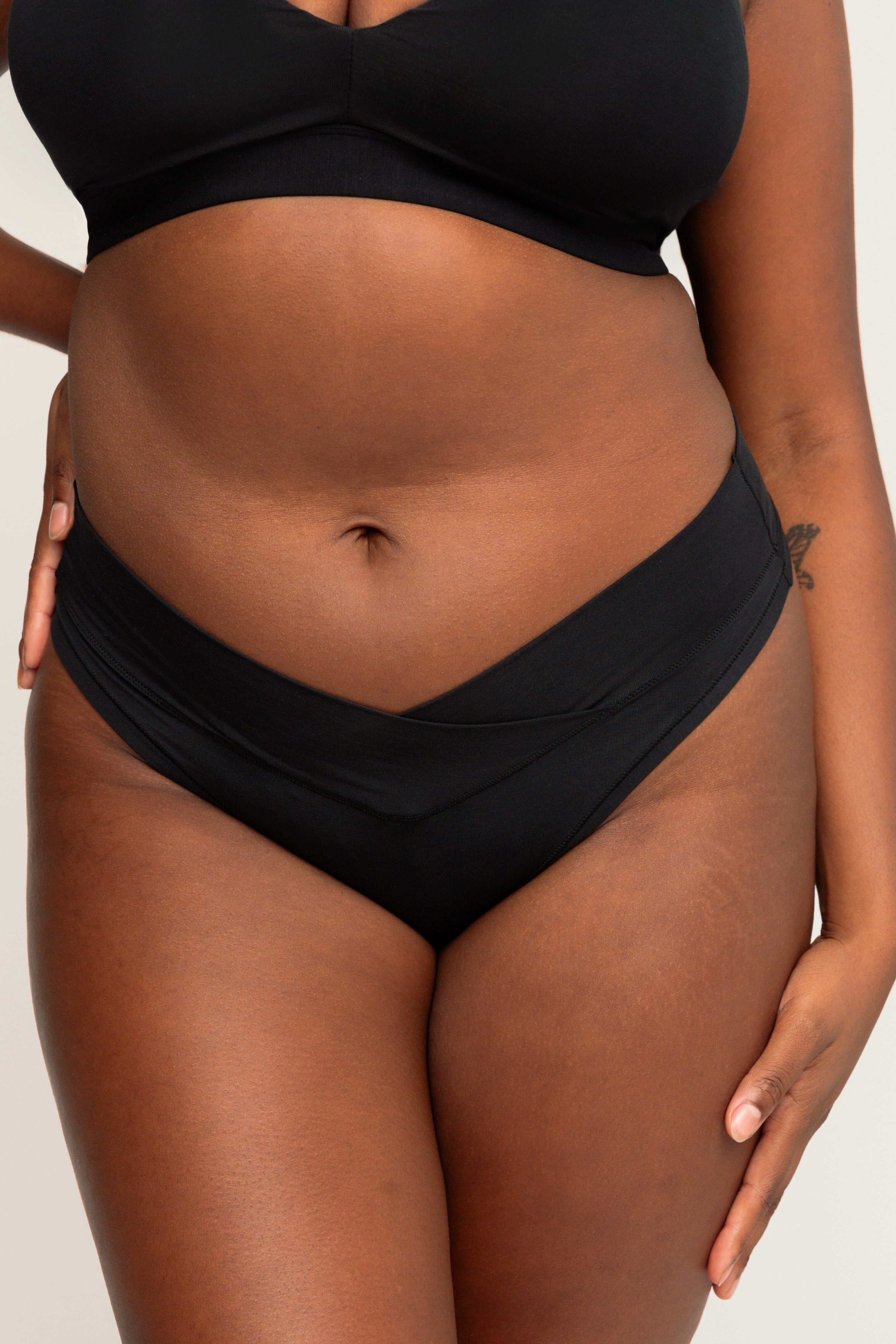 Mid-Rise Thong with Ultra Comfortable V-Front Waistband | Onyx underwear, intimate apparel iteration XS