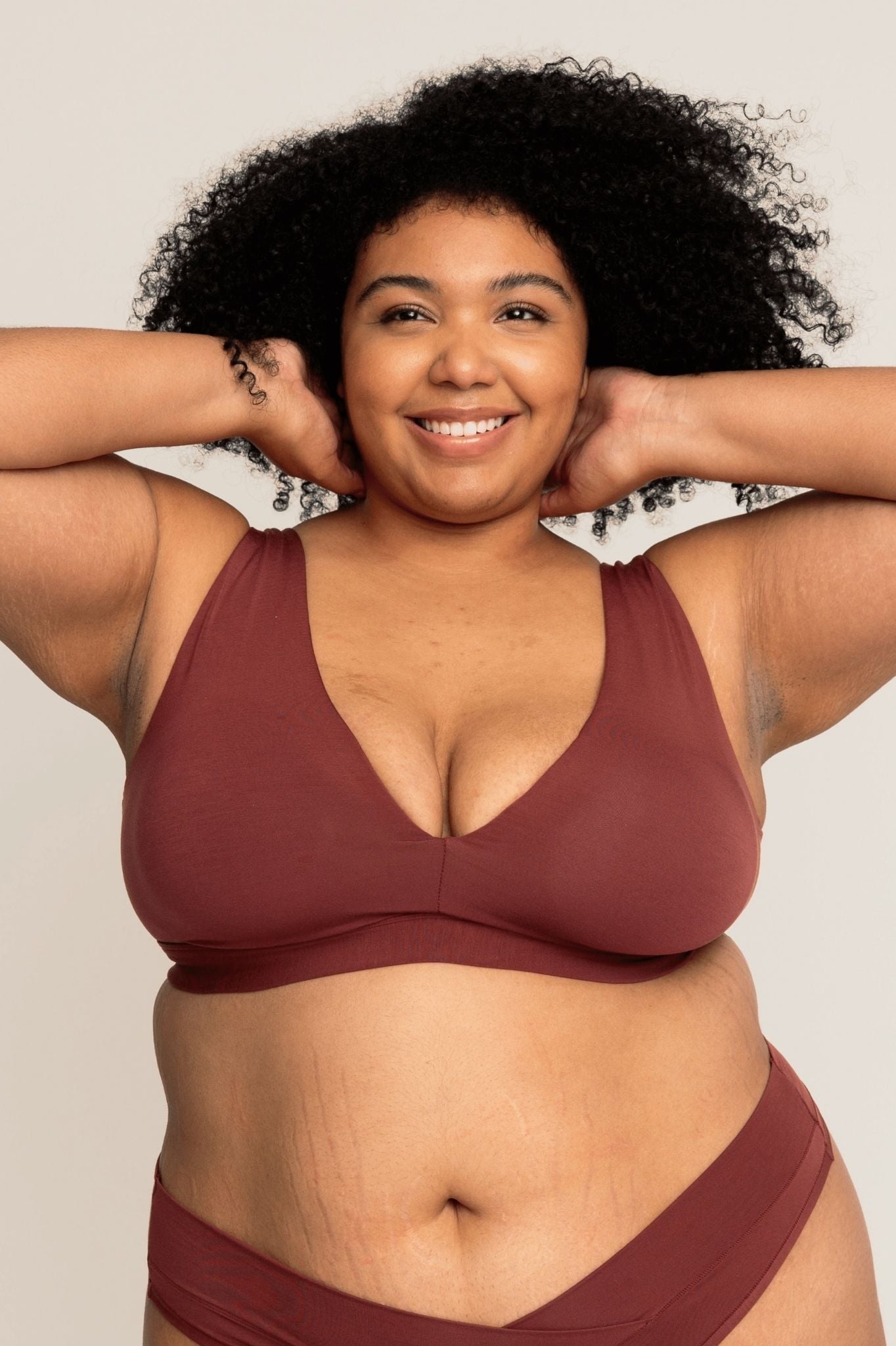Plunge Bra | Mahogany comfortable wireless bras, womens bras made of TENCEL modal plunge halter bra, sustainable bras, plunge bralette iteration