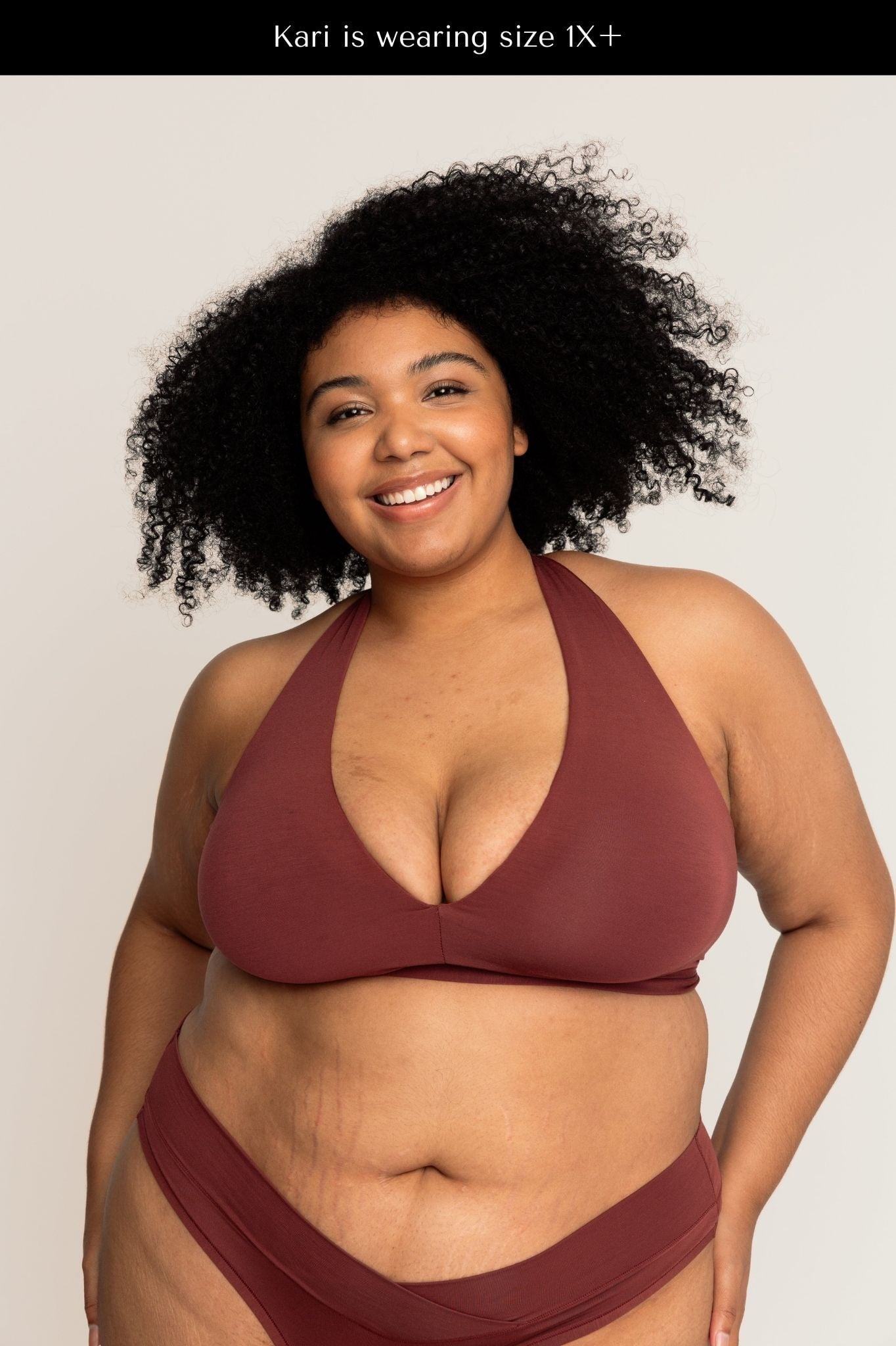 Plunge Bra | Mahogany comfortable wireless bras, womens bras made of TENCEL modal plunge halter bra, sustainable bras, plunge bralette iteration
