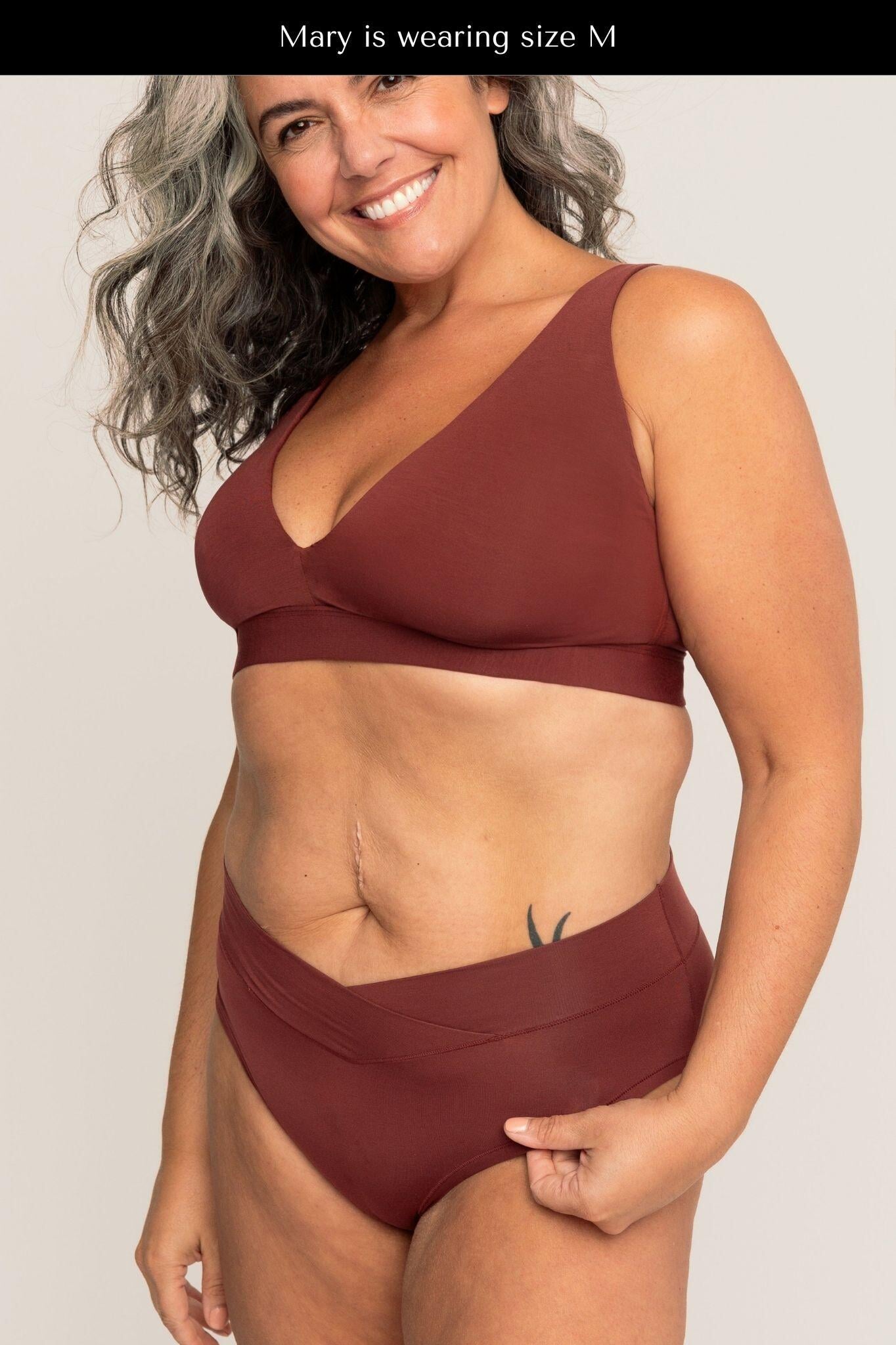 Plunge Bra | Mahogany comfortable wireless bras, womens bras made of TENCEL modal plunge halter bra, sustainable bras, plunge bralette iteration