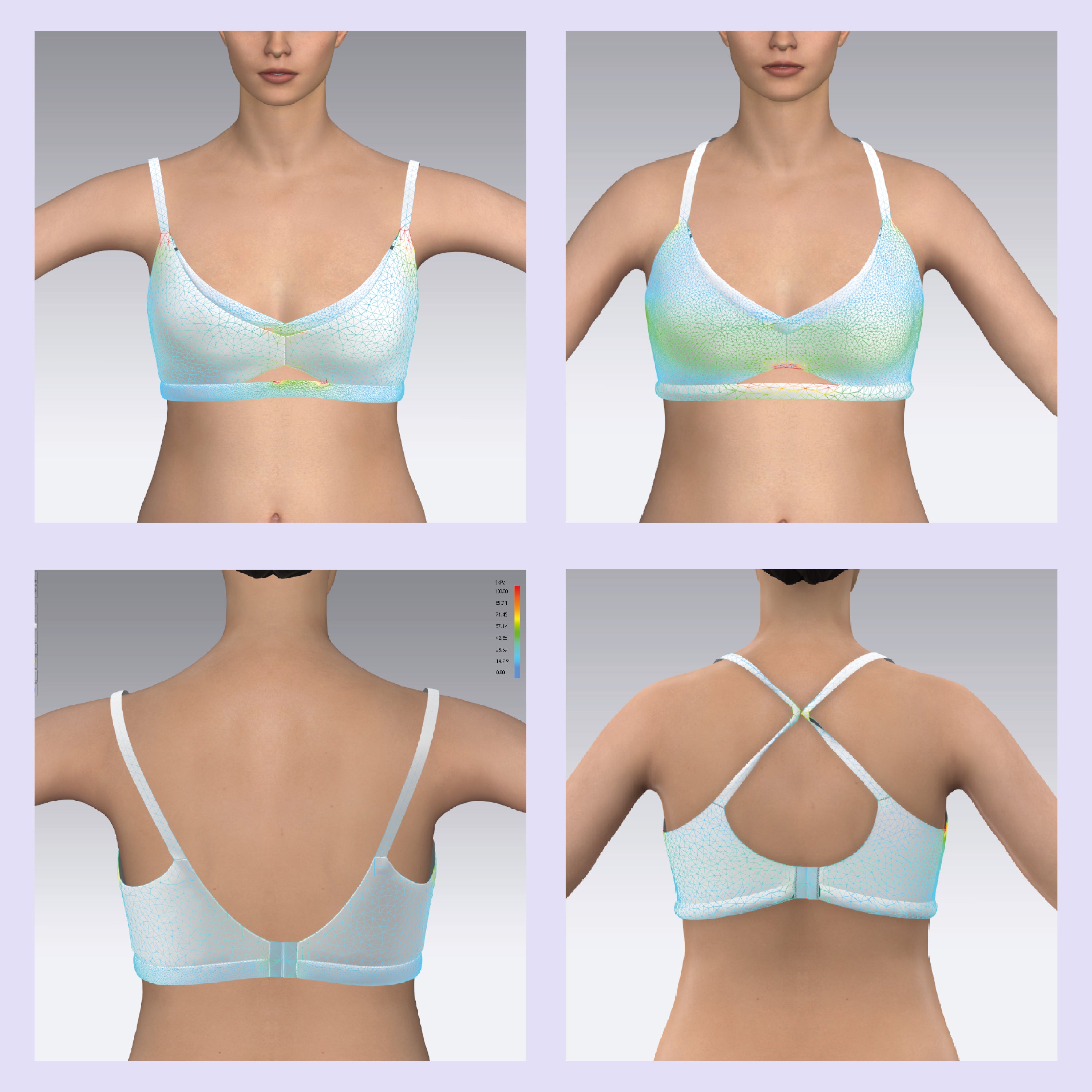 Clo3d Bra Wear Testing on fit avatar with stress and Strain Maps