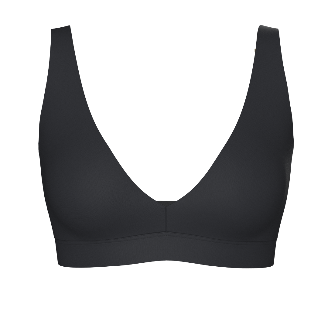 Comfortable Supportive Wire-free Plunge Bra | Onyx