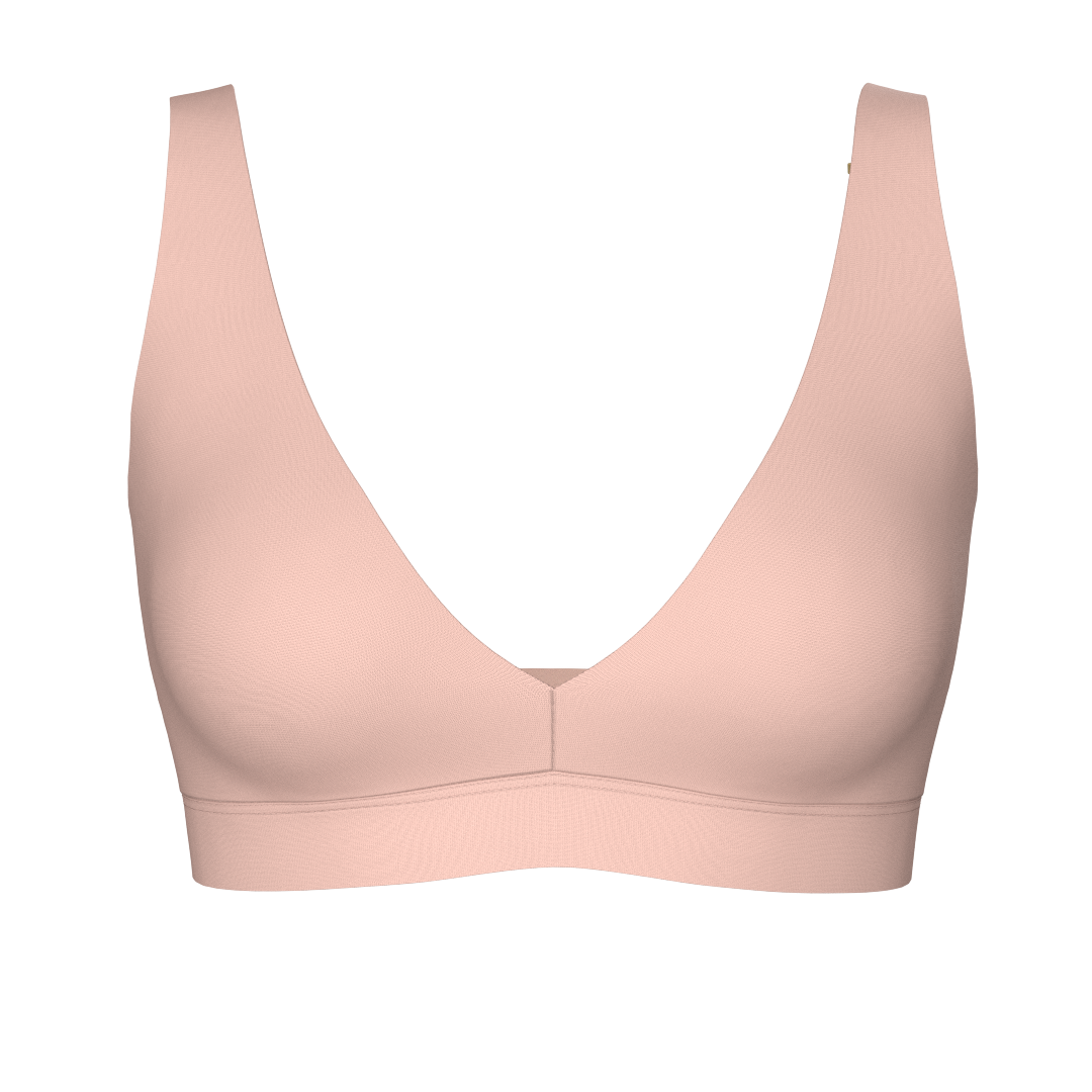 Comfortable Supportive Wire-free Plunge Bra | Pink Sand