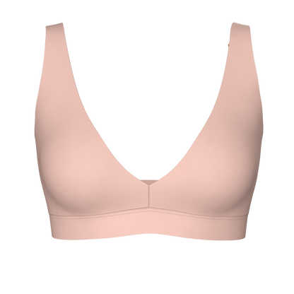 Comfortable Supportive Wire-free Plunge Bra | Pink Sand