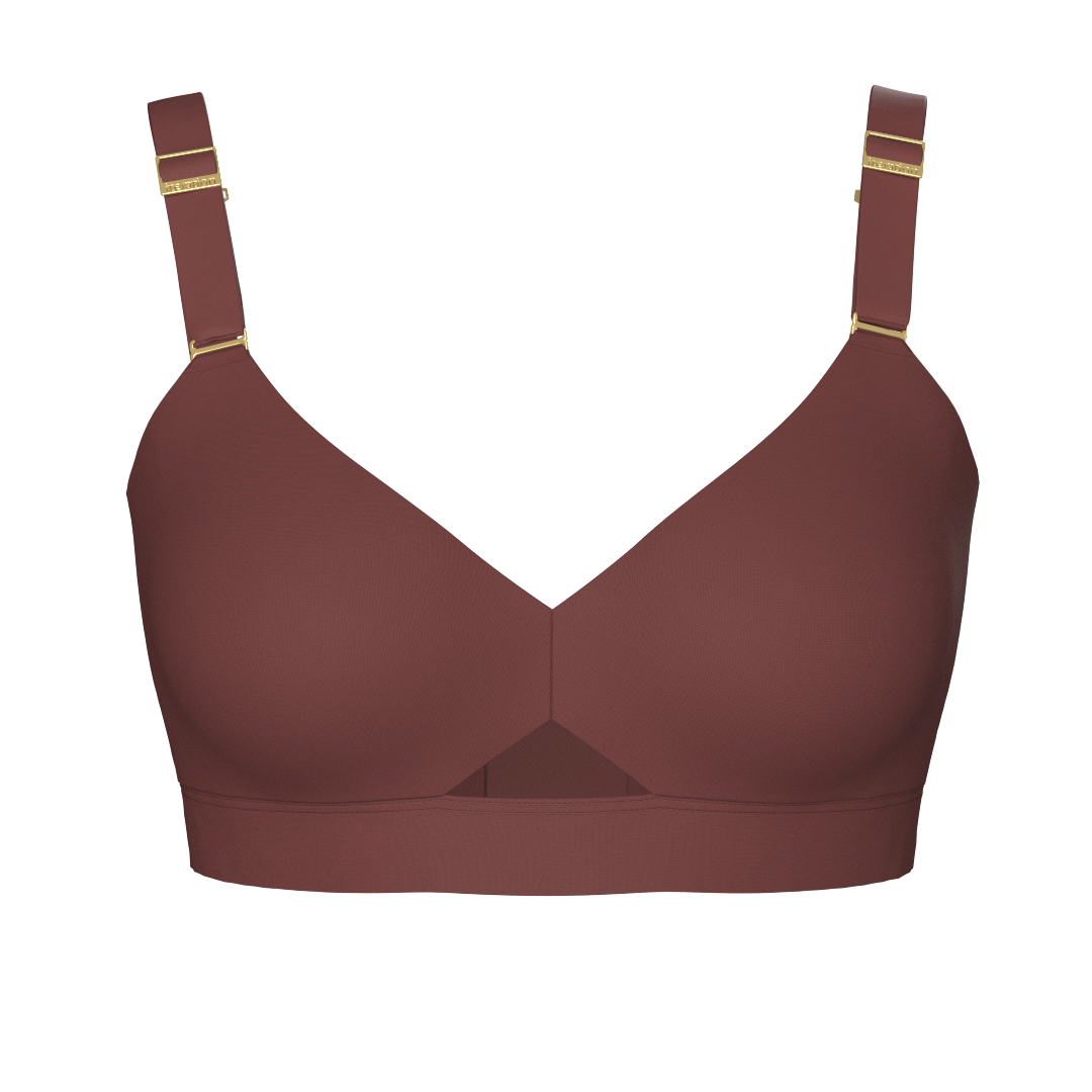 Supportive Wireless Triangle Bra in Mahogany Made with Tencel Modal Front