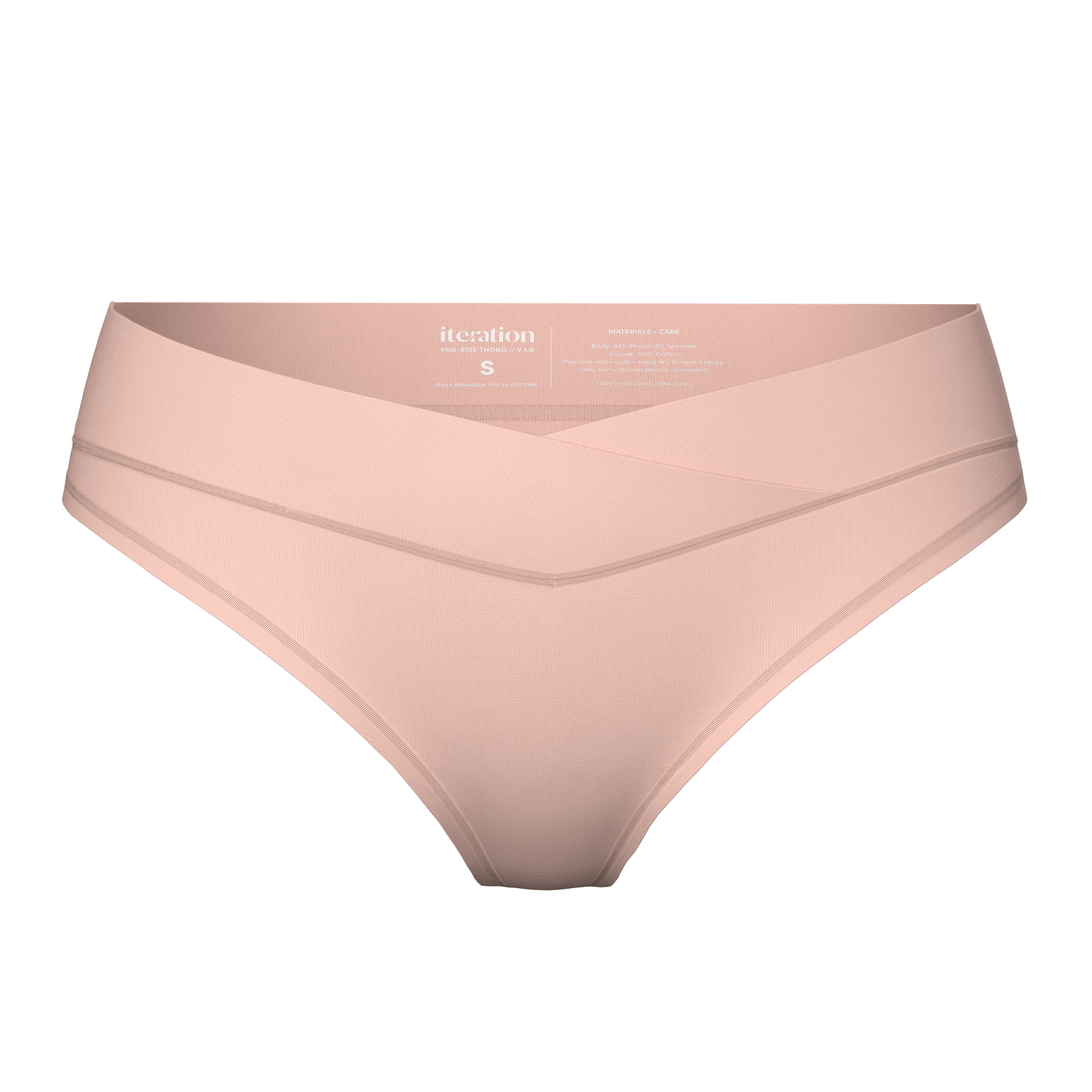 Mid-Rise Thong with Ultra Comfortable V-Front Waistband | Pink Sand