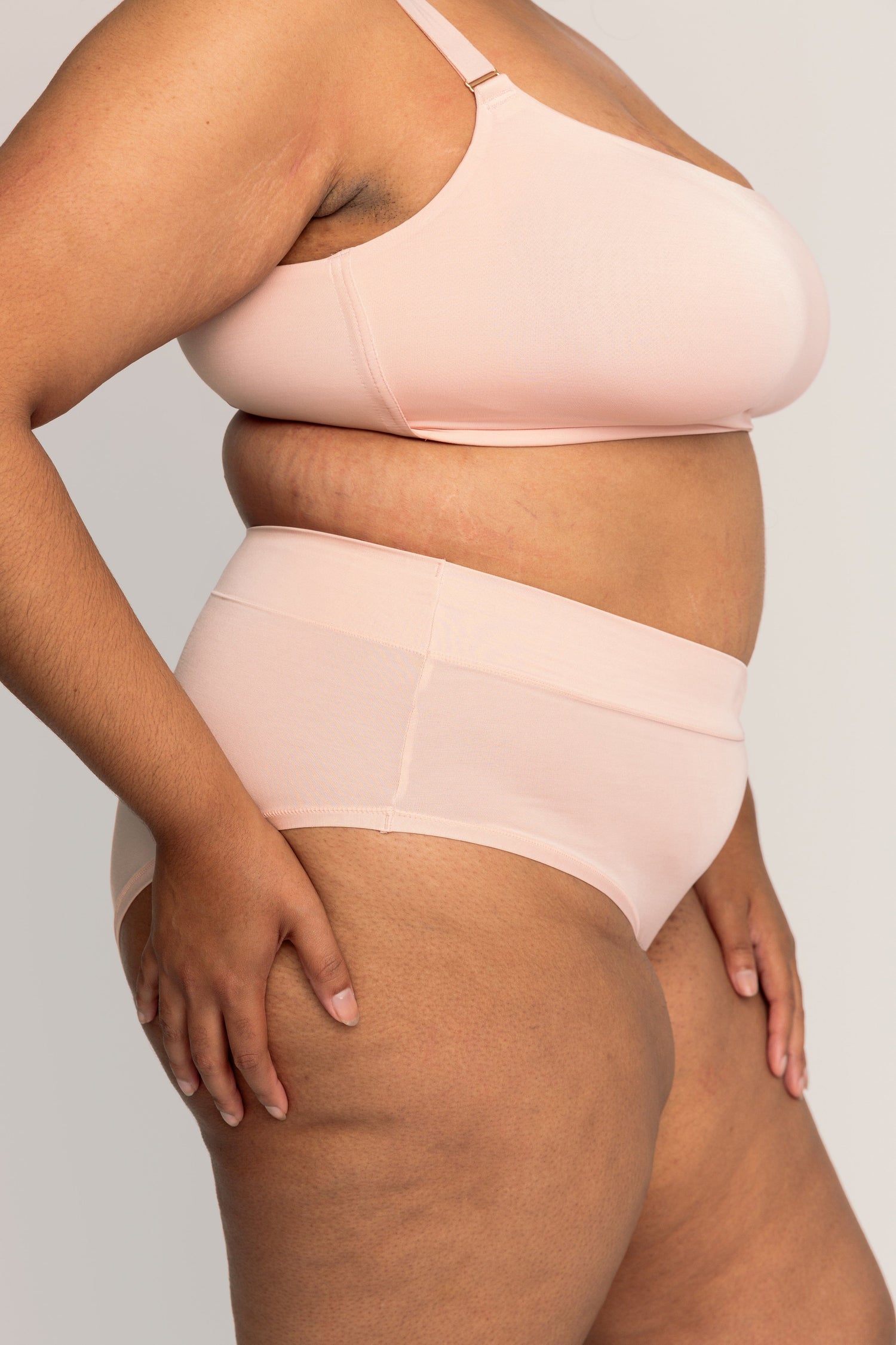 High-Rise Brief with Ultra Comfortable V-Front Waistband | Pink Sand underwear, intimate apparel iteration 