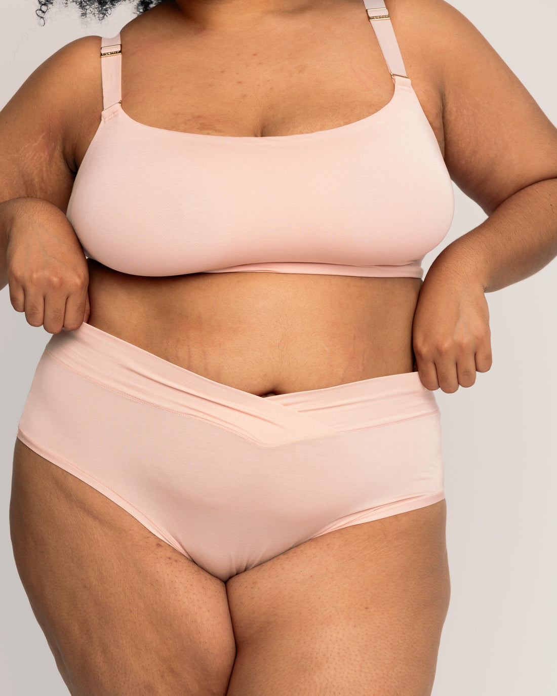 High-Rise Brief with Ultra Comfortable V-Front Waistband | Pink Sand underwear, intimate apparel iteration XS 