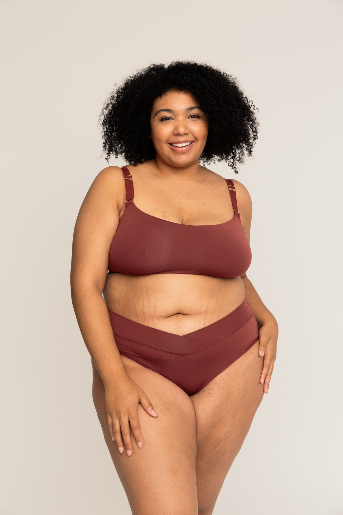 Comfortable Supportive Wire-free Scoop Bra | Mahogany