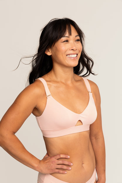 Comfortable Supportive Wire-free Triangle Bra | Pink Sand