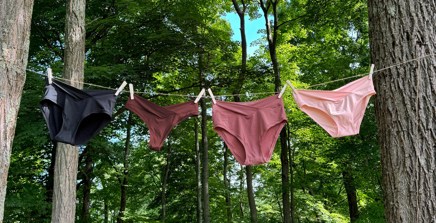 iteration comfortable modal undies hanging up on clothes line outside