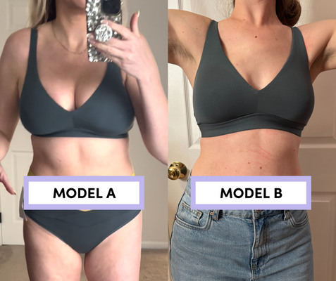 model a and model be wearing the same bra to demonstrate fit