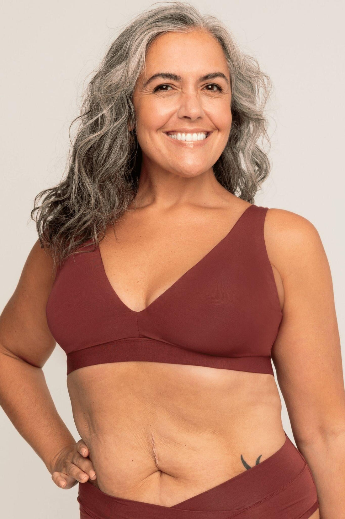 Plunge Bra | Mahogany comfortable wireless bras, womens bras made of TENCEL modal plunge halter bra, sustainable bras, plunge bralette iteration 