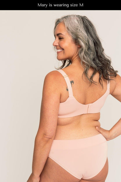 Scoop Bra | Pink Sand comfortable wireless bras, womens bras made of TENCEL modal, full coverage bra, sustainable bras, square neck bralette, scoop bralette iteration 