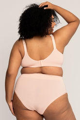 Scoop Bra | Pink Sand comfortable wireless bras, womens bras made of TENCEL modal, full coverage bra, sustainable bras, square neck bralette, scoop bralette iteration 