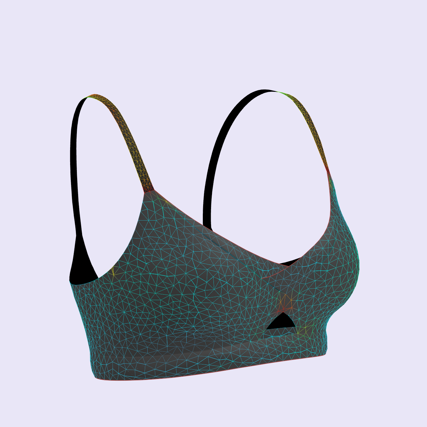 triangle bra with clo3d stress strain map